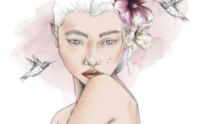 Portrait Femme Fleurs & Colibris