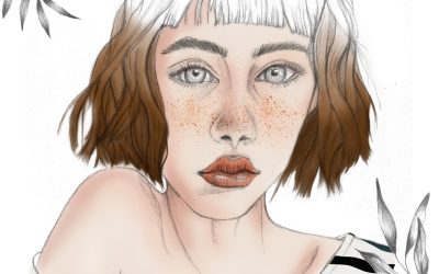 Girl & Exotic leaves